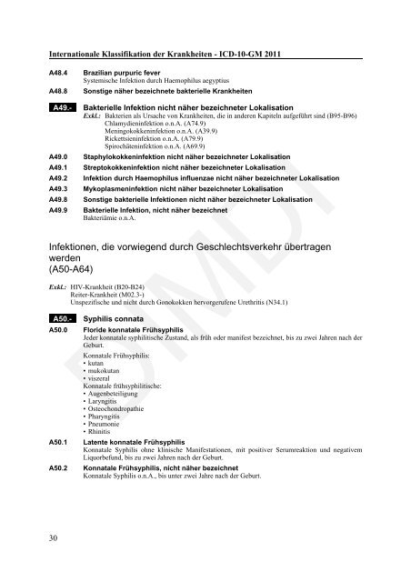 ICD-10-GM Version 2011 Systematisches Verzeichnis