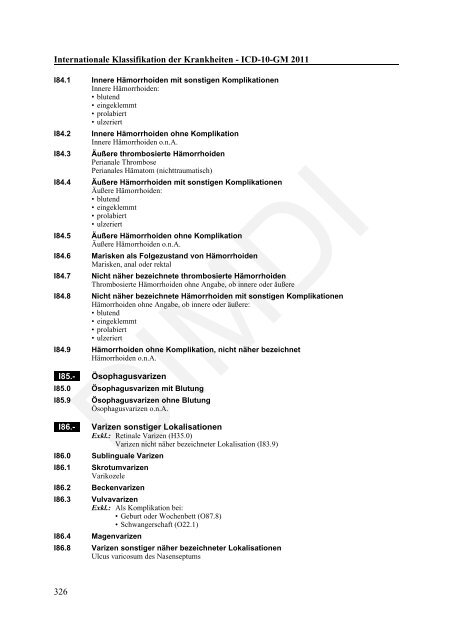 ICD-10-GM Version 2011 Systematisches Verzeichnis