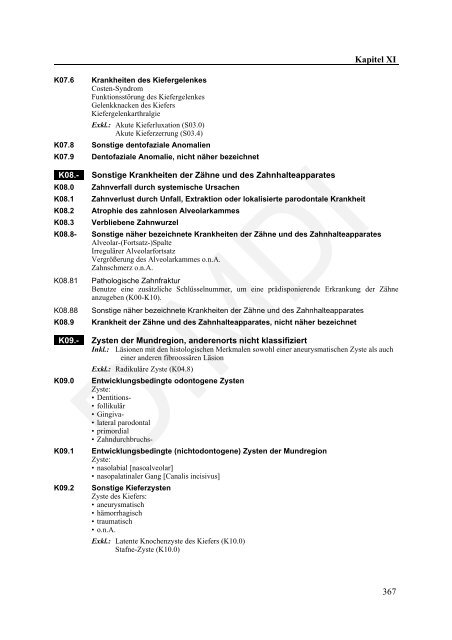 ICD-10-GM Version 2011 Systematisches Verzeichnis