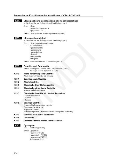 ICD-10-GM Version 2011 Systematisches Verzeichnis