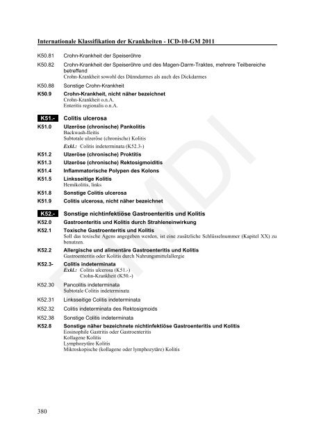 ICD-10-GM Version 2011 Systematisches Verzeichnis