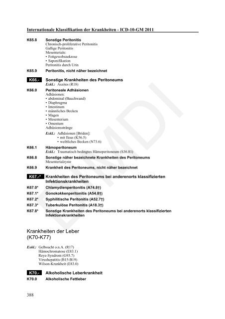 ICD-10-GM Version 2011 Systematisches Verzeichnis