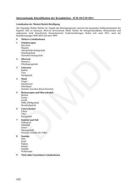 ICD-10-GM Version 2011 Systematisches Verzeichnis