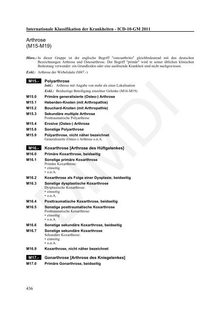 ICD-10-GM Version 2011 Systematisches Verzeichnis