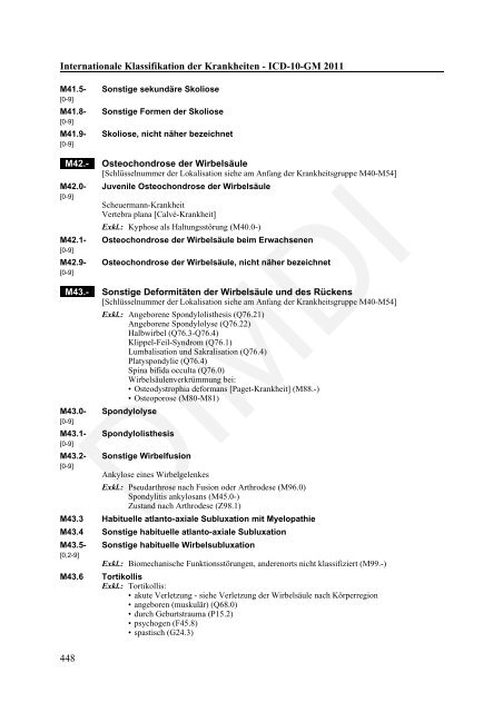 ICD-10-GM Version 2011 Systematisches Verzeichnis