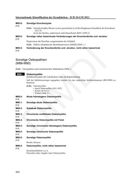 ICD-10-GM Version 2011 Systematisches Verzeichnis