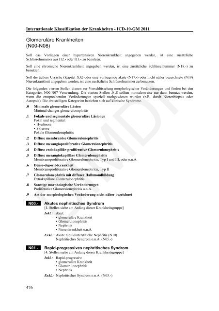 ICD-10-GM Version 2011 Systematisches Verzeichnis