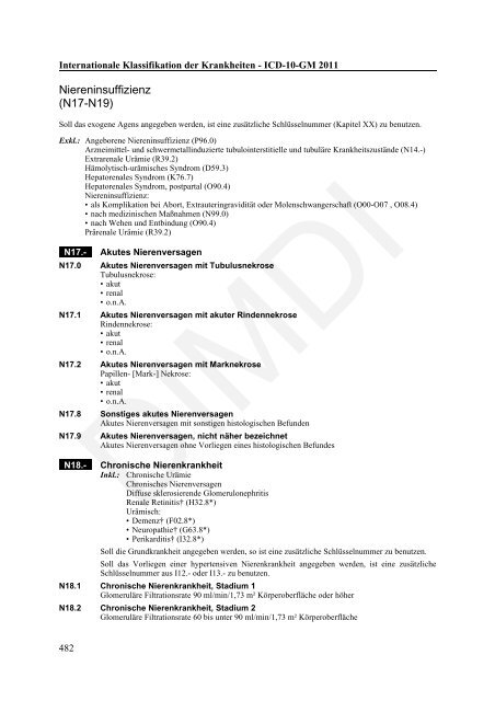 ICD-10-GM Version 2011 Systematisches Verzeichnis