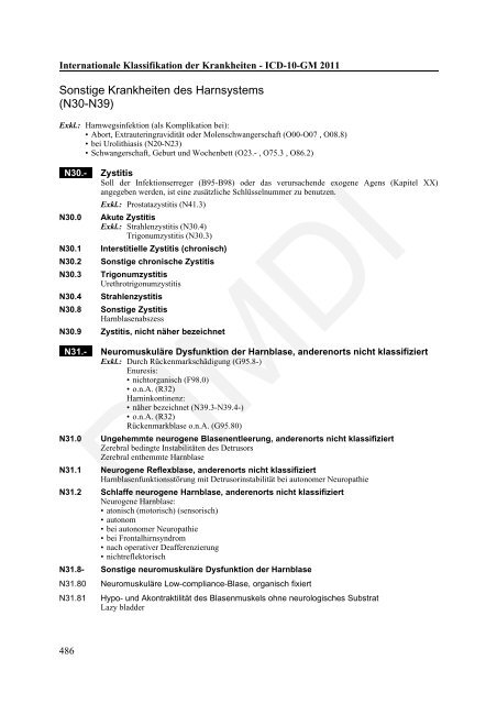 ICD-10-GM Version 2011 Systematisches Verzeichnis