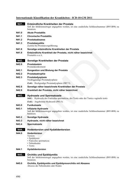 ICD-10-GM Version 2011 Systematisches Verzeichnis