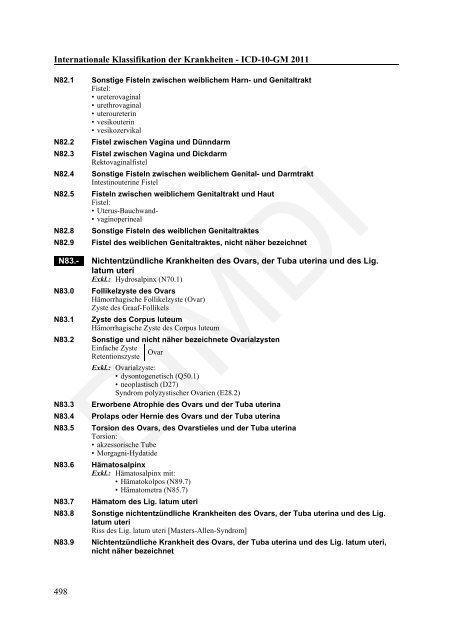 ICD-10-GM Version 2011 Systematisches Verzeichnis