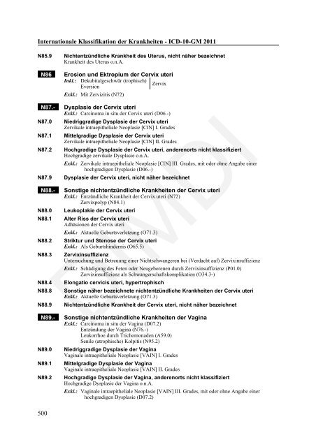 ICD-10-GM Version 2011 Systematisches Verzeichnis