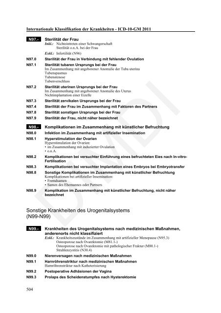 ICD-10-GM Version 2011 Systematisches Verzeichnis