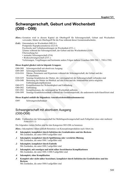 ICD-10-GM Version 2011 Systematisches Verzeichnis