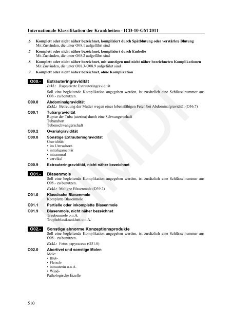 ICD-10-GM Version 2011 Systematisches Verzeichnis