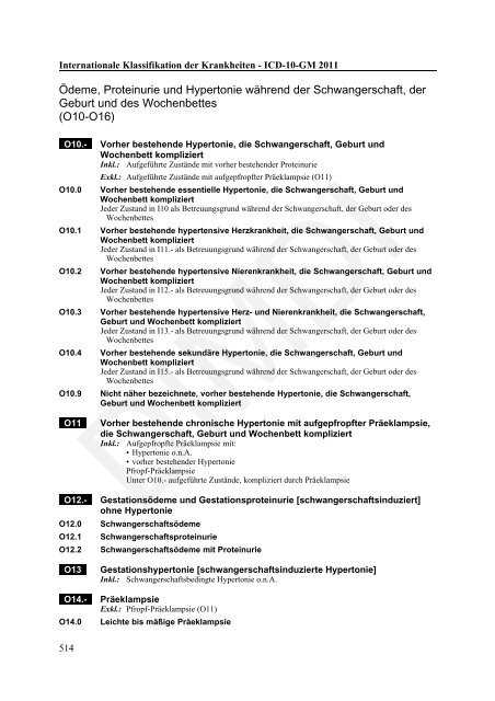 ICD-10-GM Version 2011 Systematisches Verzeichnis