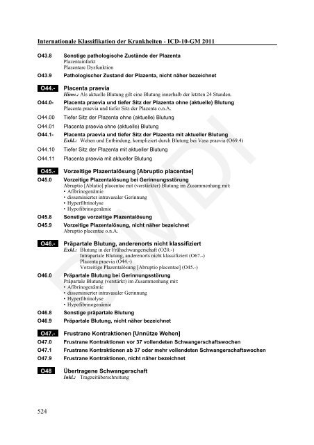 ICD-10-GM Version 2011 Systematisches Verzeichnis