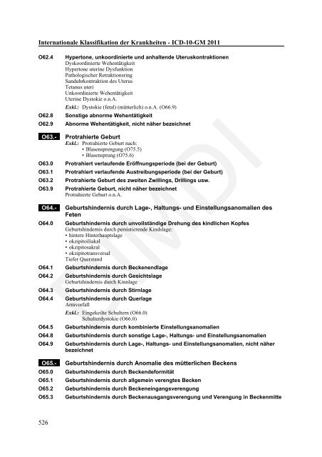 ICD-10-GM Version 2011 Systematisches Verzeichnis