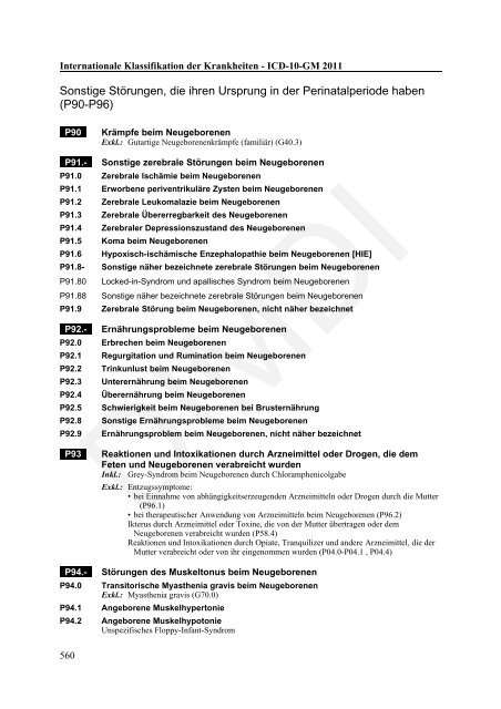 ICD-10-GM Version 2011 Systematisches Verzeichnis