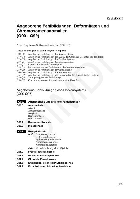 ICD-10-GM Version 2011 Systematisches Verzeichnis