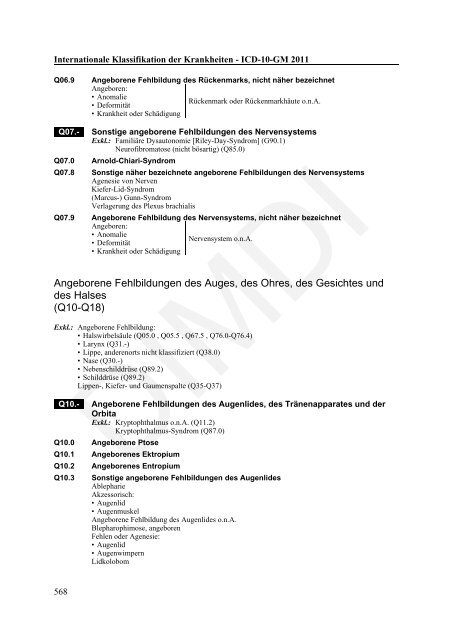 ICD-10-GM Version 2011 Systematisches Verzeichnis