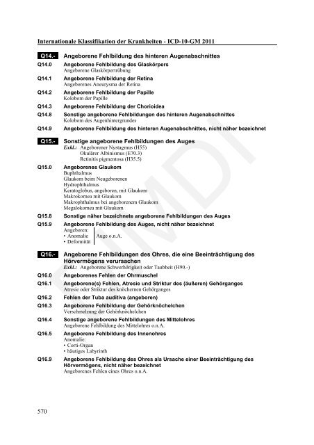 ICD-10-GM Version 2011 Systematisches Verzeichnis