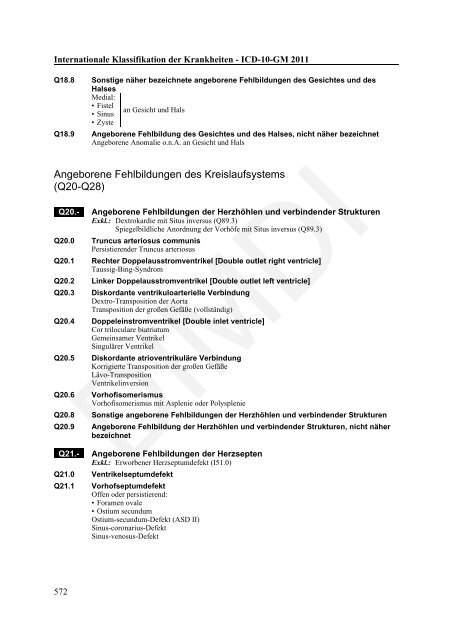 ICD-10-GM Version 2011 Systematisches Verzeichnis