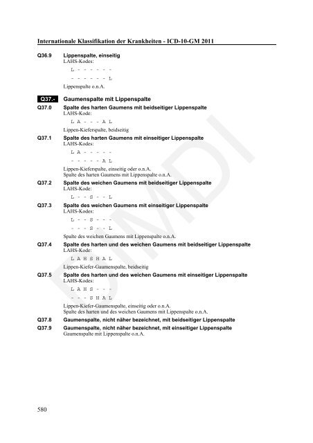 ICD-10-GM Version 2011 Systematisches Verzeichnis