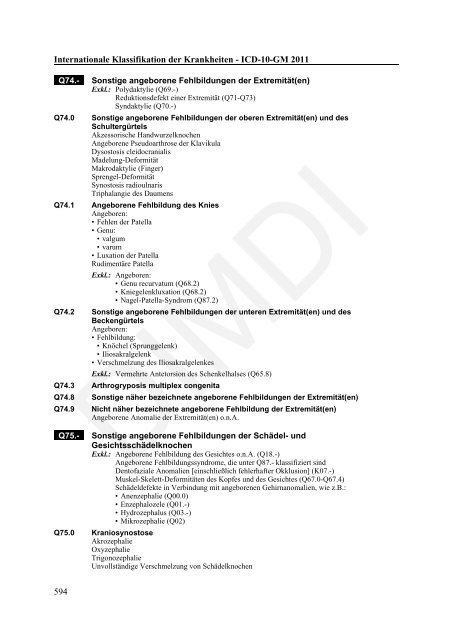 ICD-10-GM Version 2011 Systematisches Verzeichnis