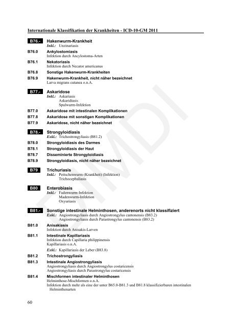 ICD-10-GM Version 2011 Systematisches Verzeichnis