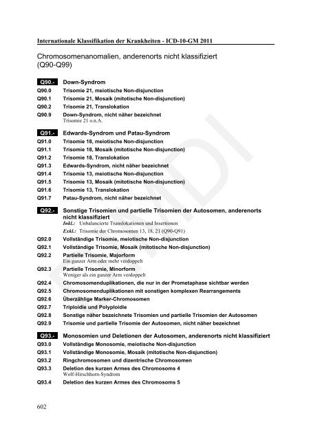 ICD-10-GM Version 2011 Systematisches Verzeichnis