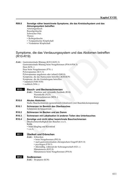 ICD-10-GM Version 2011 Systematisches Verzeichnis