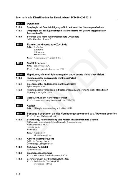 ICD-10-GM Version 2011 Systematisches Verzeichnis