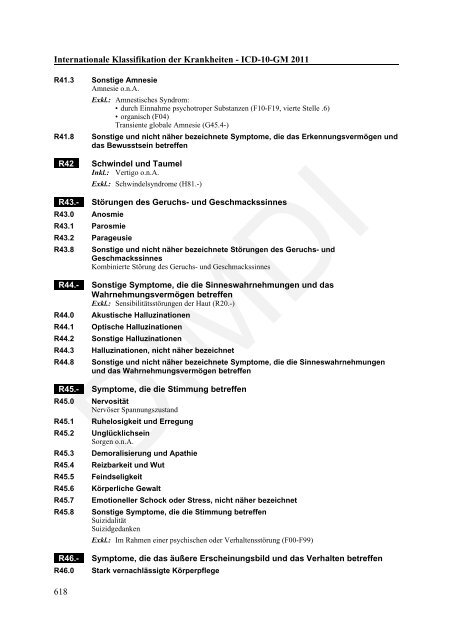 ICD-10-GM Version 2011 Systematisches Verzeichnis