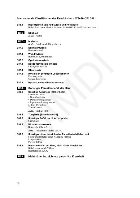 ICD-10-GM Version 2011 Systematisches Verzeichnis