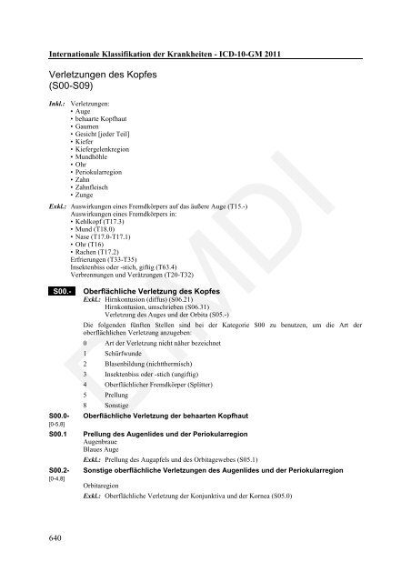 ICD-10-GM Version 2011 Systematisches Verzeichnis