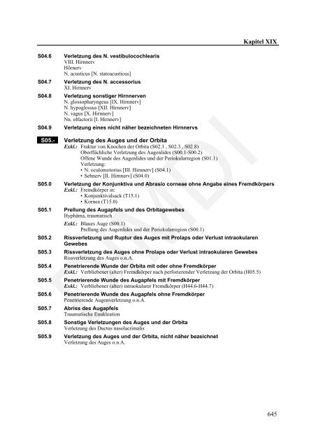 ICD-10-GM Version 2011 Systematisches Verzeichnis