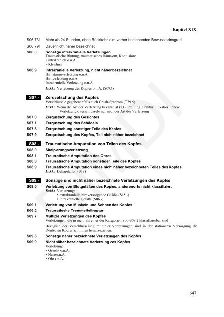 ICD-10-GM Version 2011 Systematisches Verzeichnis