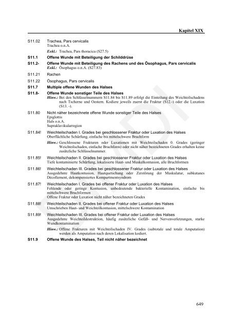 ICD-10-GM Version 2011 Systematisches Verzeichnis