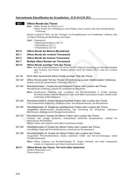 ICD-10-GM Version 2011 Systematisches Verzeichnis