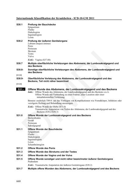 ICD-10-GM Version 2011 Systematisches Verzeichnis