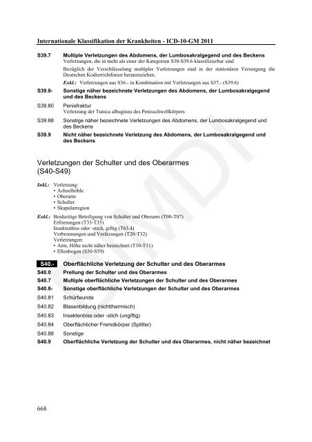 ICD-10-GM Version 2011 Systematisches Verzeichnis