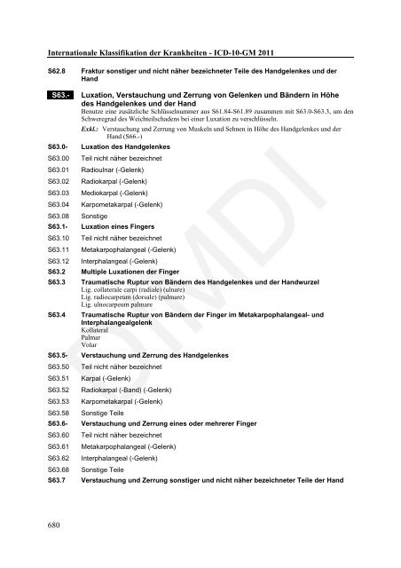 ICD-10-GM Version 2011 Systematisches Verzeichnis