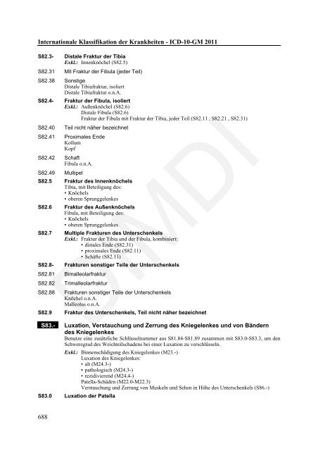 ICD-10-GM Version 2011 Systematisches Verzeichnis