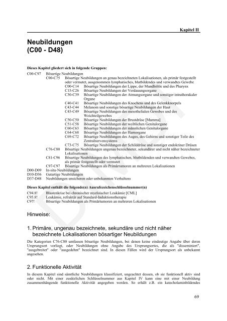 ICD-10-GM Version 2011 Systematisches Verzeichnis