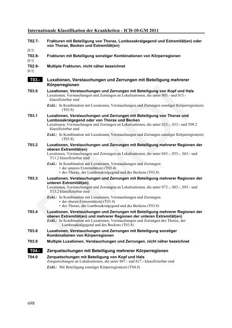 ICD-10-GM Version 2011 Systematisches Verzeichnis