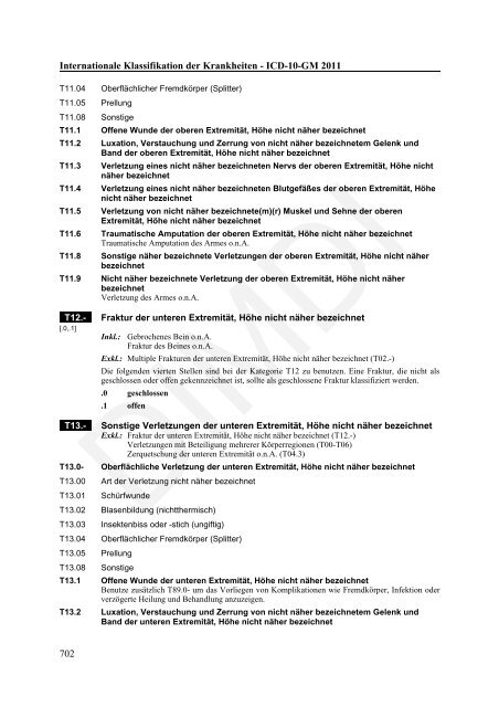 ICD-10-GM Version 2011 Systematisches Verzeichnis