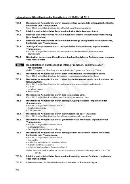 ICD-10-GM Version 2011 Systematisches Verzeichnis