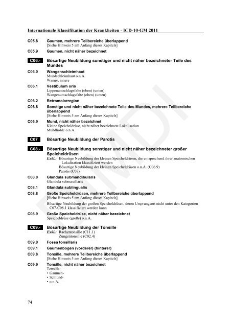 ICD-10-GM Version 2011 Systematisches Verzeichnis