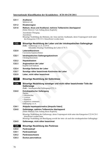 ICD-10-GM Version 2011 Systematisches Verzeichnis